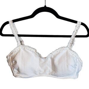 NWOT Stoney Clover Lane x Target White Textured Bikini Top Large Ruffle Strap